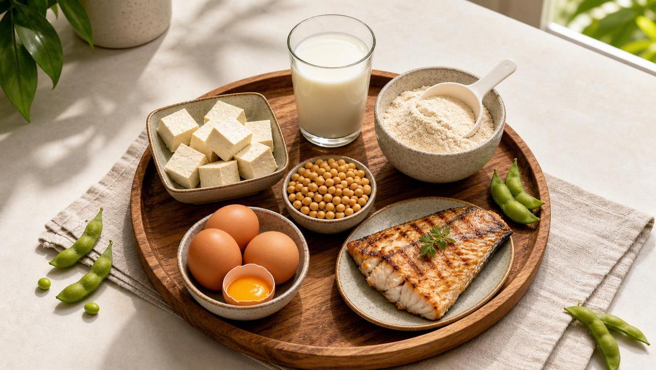 Soja, leite, ovos e peixe também contribuem para manter massa magra.