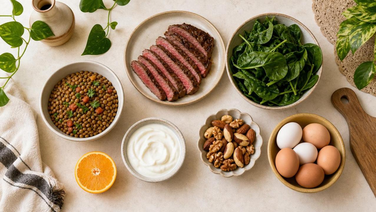 Alimentos ricos em ferro, zinco e proteína ajudam no crescimento ungueal.