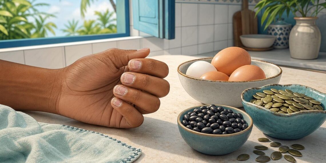 Quais nutrientes essenciais estão em falta quando as unhas quebram com facilidade e crescem devagar