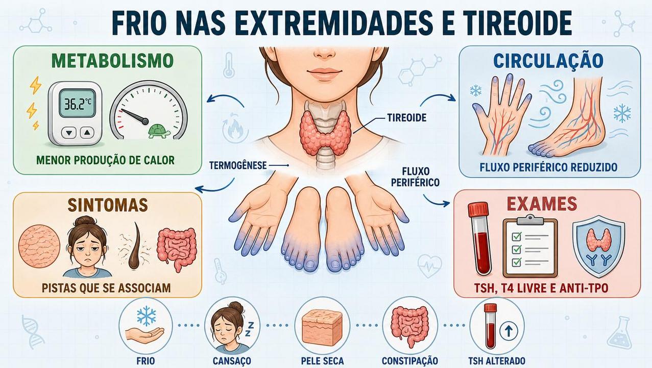 Metabolismo, circulação, sintomas e exames orientam a suspeita de hipotireoidismo subclínico.