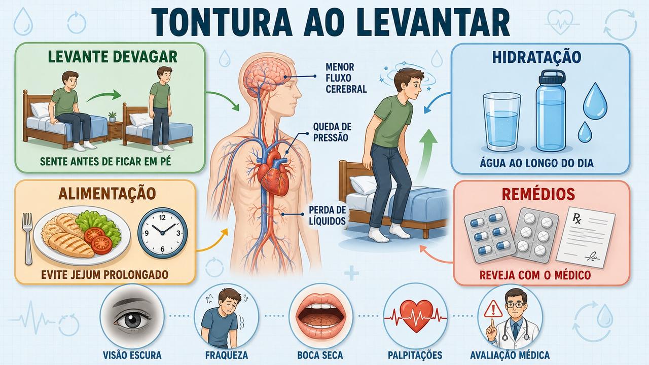 Quatro cuidados ajudam a prevenir tontura, hipotensão postural e desidratação.
