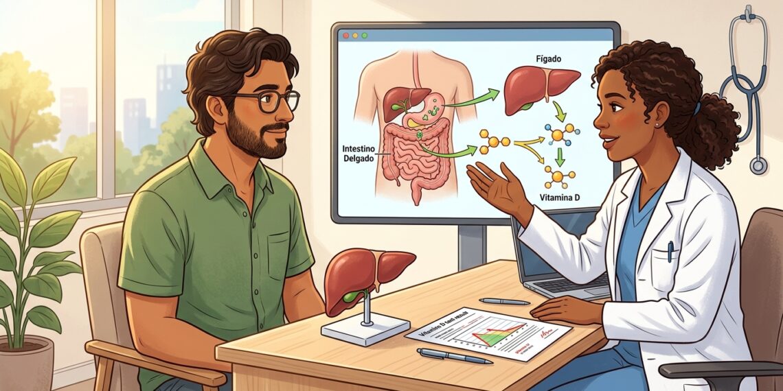 Falta de vitamina D não é só pouco sol: quando intestino, fígado e absorção de gordura entram na conta