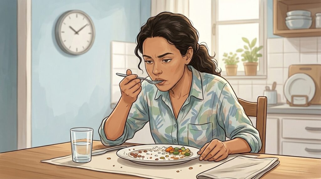 A sensação de fome pouco tempo depois de comer nem sempre é apetite verdadeiro: pode ser reflexo de uma refeição consumida rápido demais
