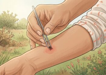 A mancha em alvo após picada de carrapato que pode ser o primeiro aviso de doença de Lyme
