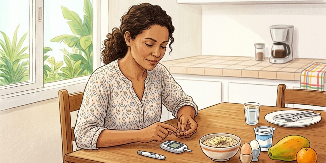 Glicose alta em casa: o erro comum no café da manhã que favorece picos antes do almoço