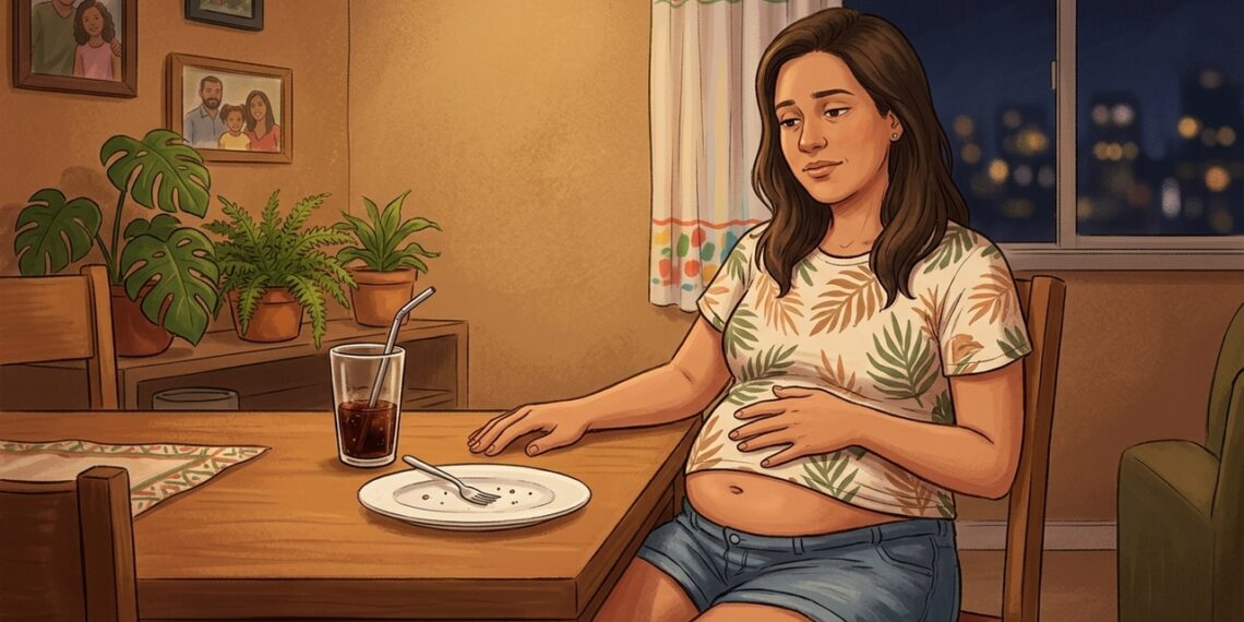 Inchaço abdominal à noite: os hábitos simples que aumentam gases sem parecer comida pesada