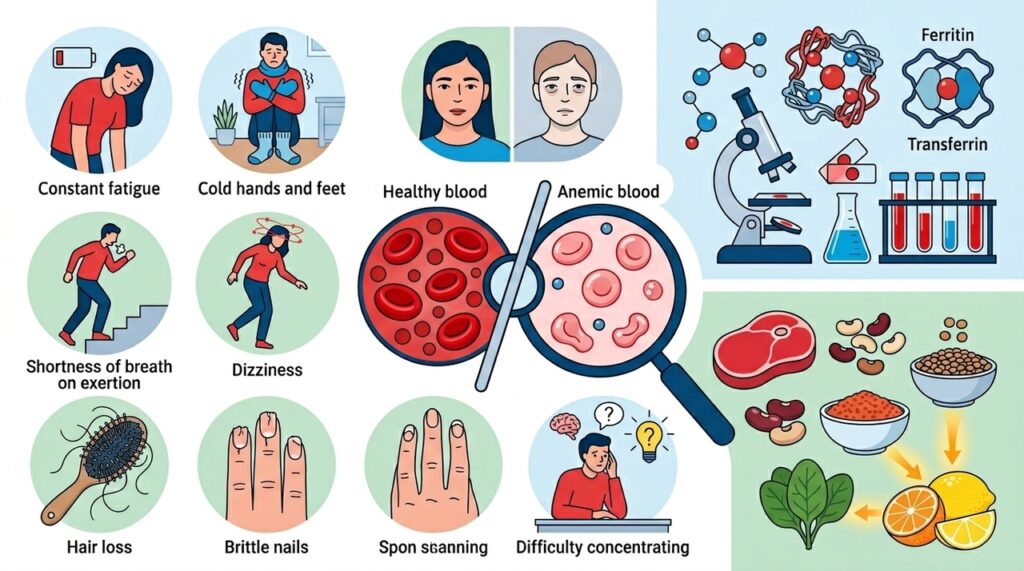 Cansaço constante e sentir as mãos e os pés frios pode ser um dos primeiros sinais de anemia