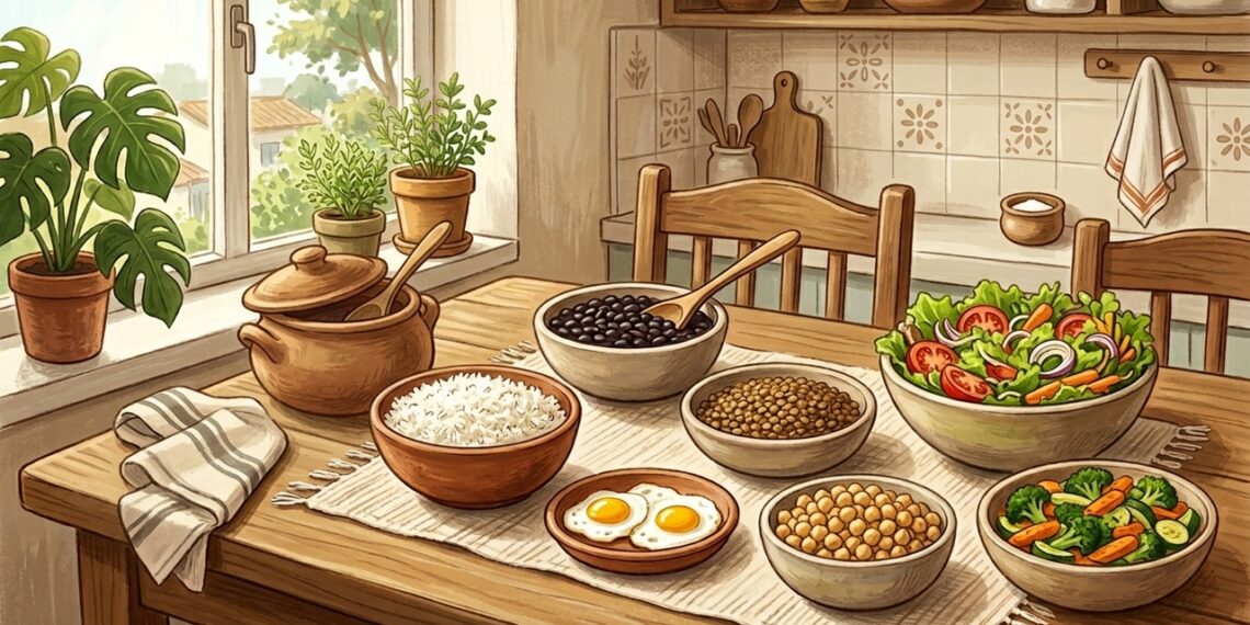 Arroz, feijão e ovo podem formar uma refeição proteica forte sem depender de carne todos os dias