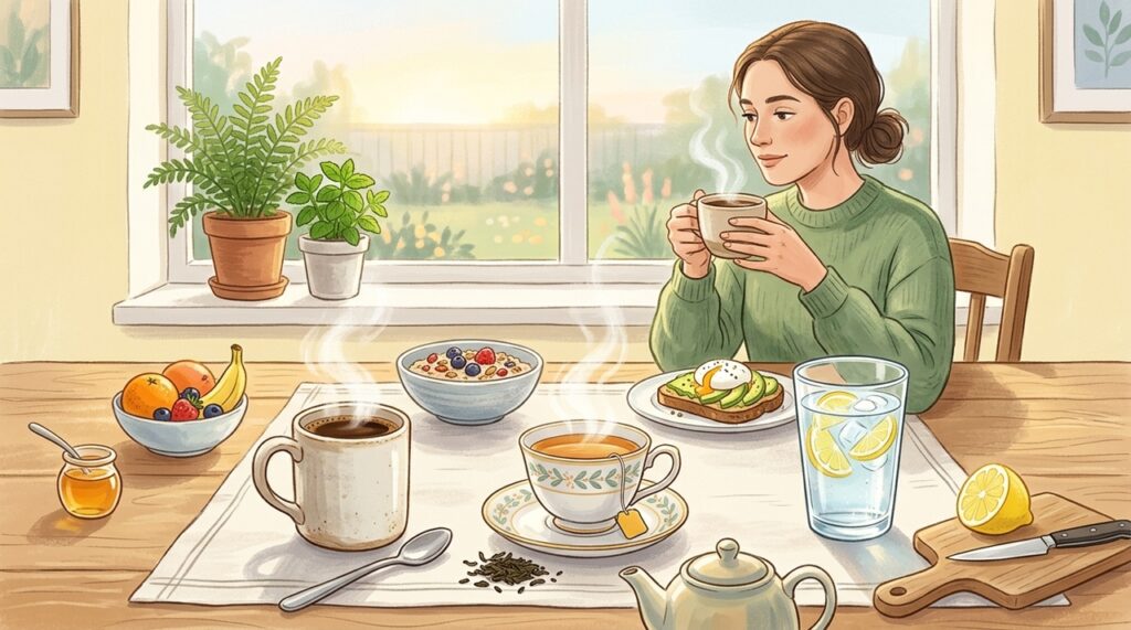 Café, chá ou água com limão: qual é a melhor opção para começar o dia?