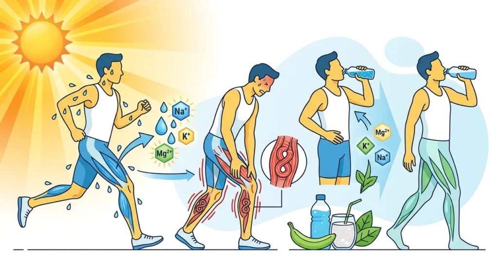 Por que o calor provoca cãibras musculares severas, mesmo sem esforço físico?