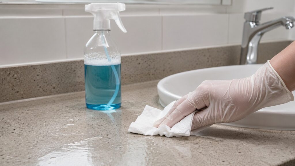 A limpeza correta de superfícies contaminadas ajuda a impedir que o norovírus continue se espalhando.