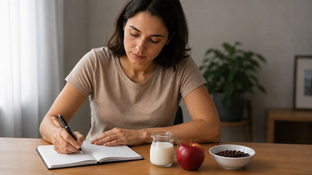 Registrar alimentos e sintomas ajuda a testar a dieta FODMAP sem cortes desnecessários.