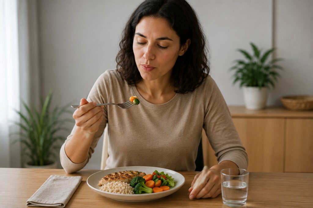 Comer devagar e beber água com moderação pode reduzir desconfortos após a refeição.