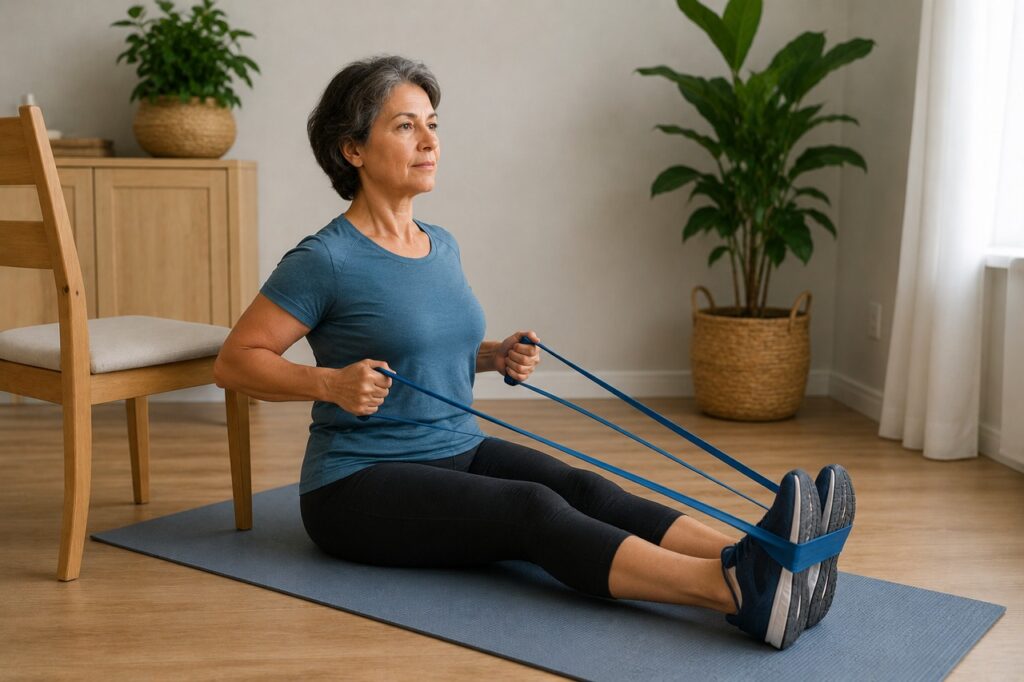 Exercícios simples com resistência podem fortalecer o corpo com progressão segura.