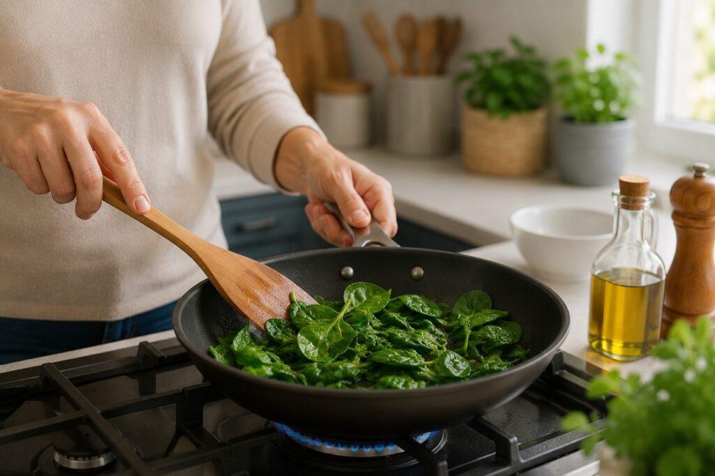 Preparos rápidos ajudam a incluir espinafre na alimentação sem perder praticidade.