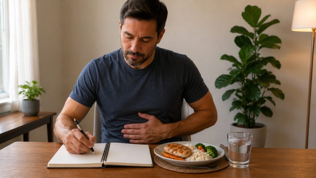 Anotar refeições e sintomas ajuda a perceber padrões ligados ao intestino irritável.