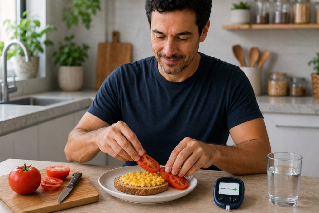 Combinar pão com proteína, fibras e alimentos frescos pode suavizar a resposta glicêmica.
