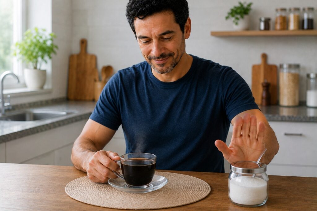 Consumir café com menos açúcar ajuda a evitar excessos que podem prejudicar o controle metabólico.