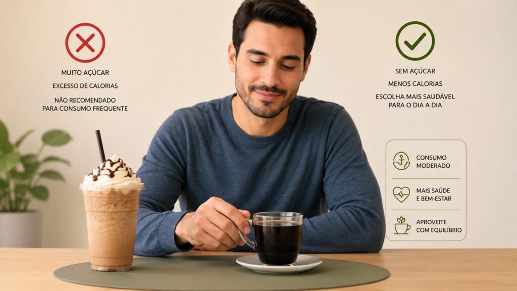 Escolher café simples ajuda a evitar açúcar e calorias extras na rotina de quem cuida do fígado.