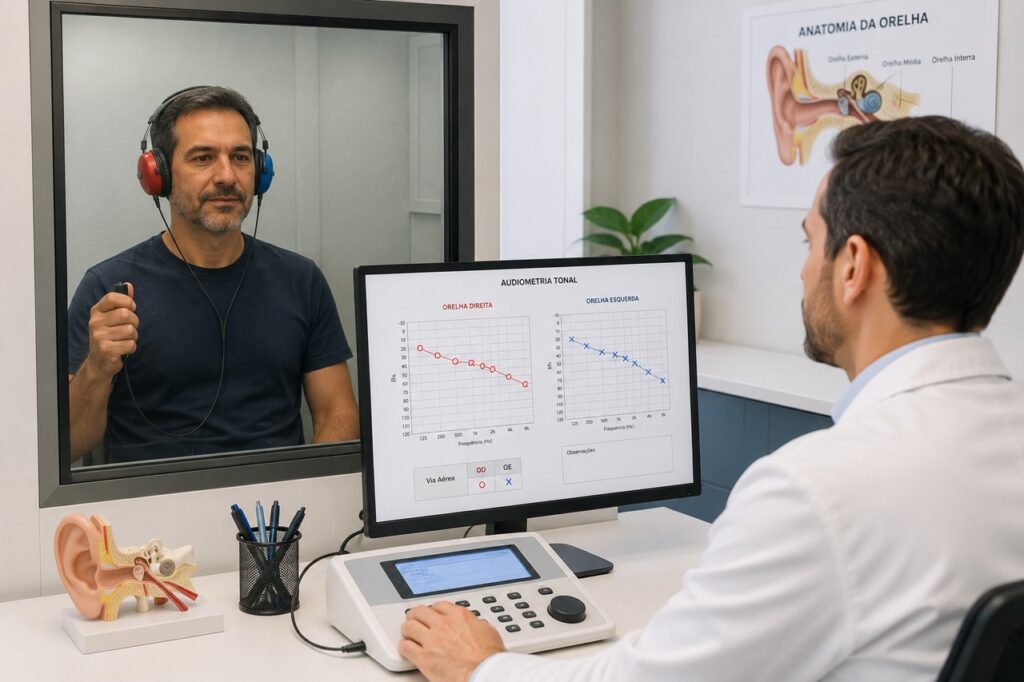 A avaliação auditiva ajuda a investigar o zumbido constante sem ignorar fatores como sono e pressão arterial.