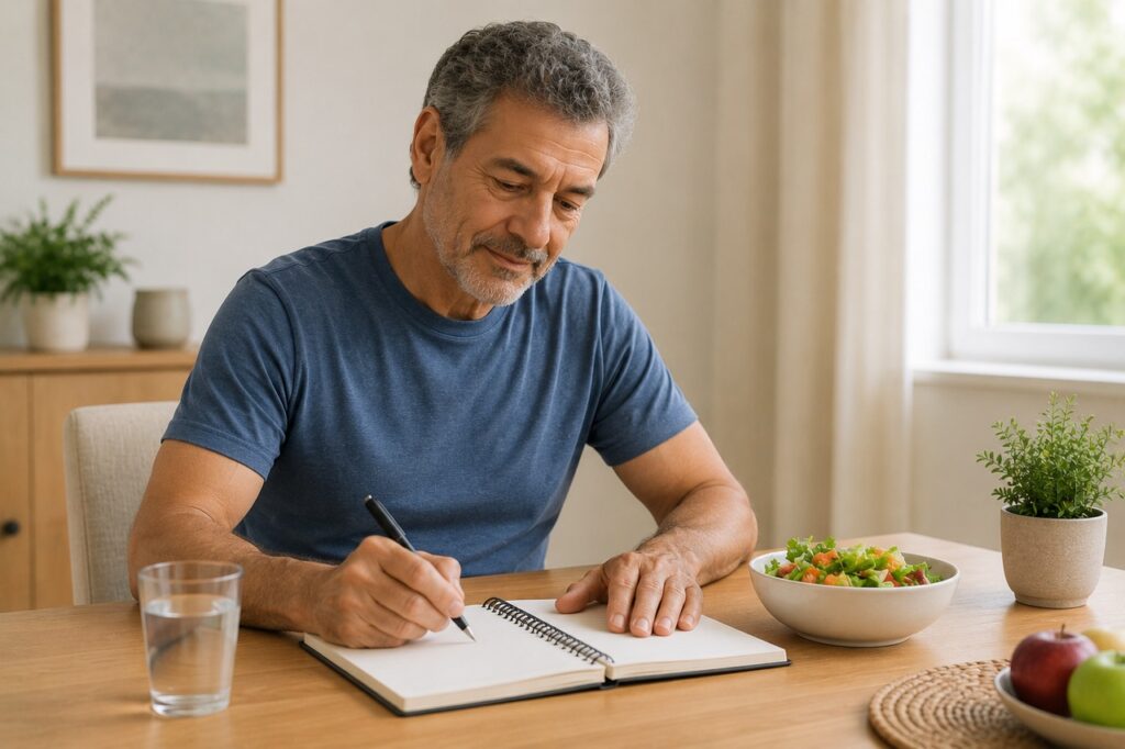 Registrar hábitos e sintomas ajuda a identificar padrões importantes no intestino irritável.