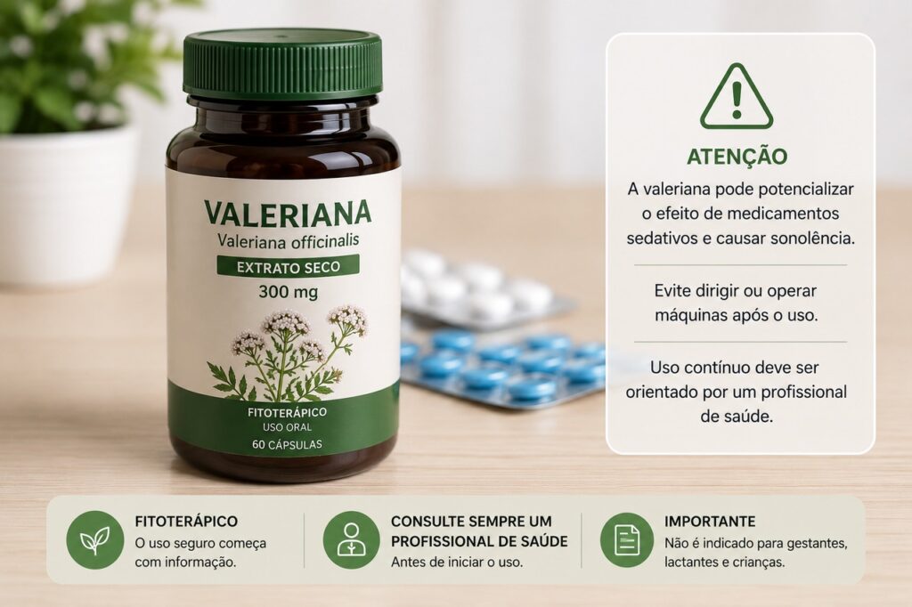 O principal cuidado com a valeriana está na combinação com álcool, sedativos e outros remédios que causam sono.