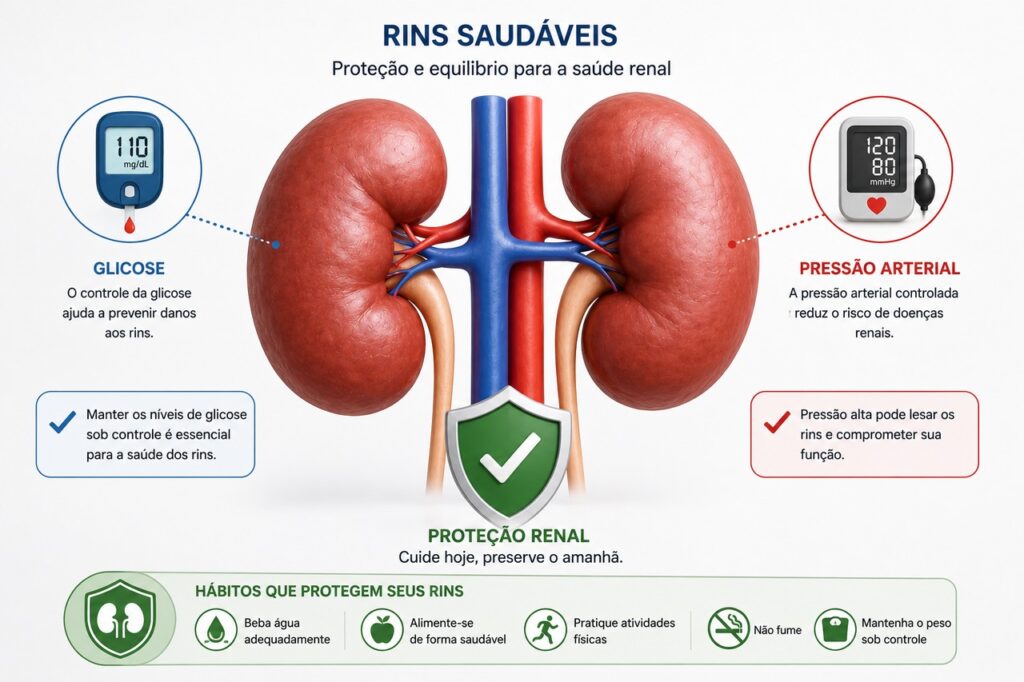 O cuidado renal em pessoas com diabetes envolve controle metabólico, pressão arterial e acompanhamento médico.