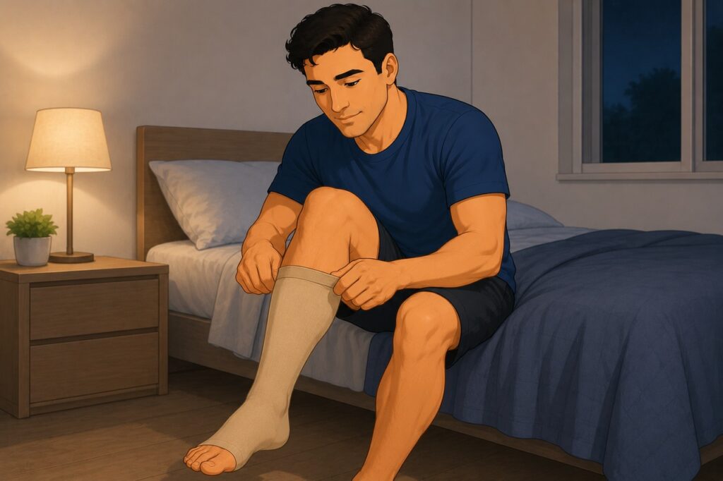 Meias de compressão podem ser consideradas quando há suspeita de relação com retorno venoso.