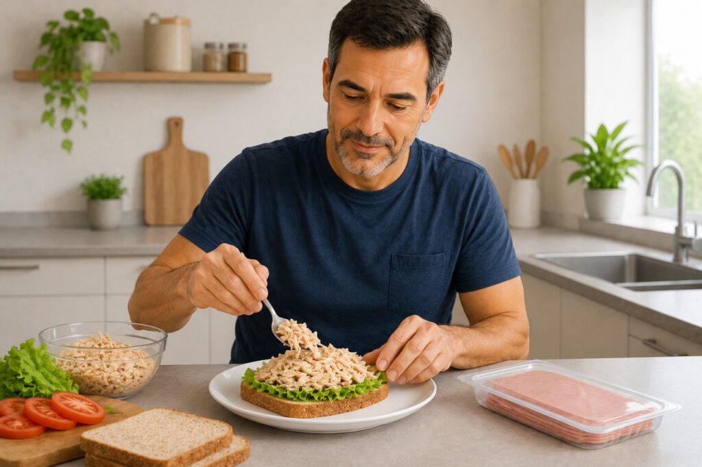 Trocar embutidos por proteínas menos processadas é uma forma simples de reduzir o consumo de carne processada.