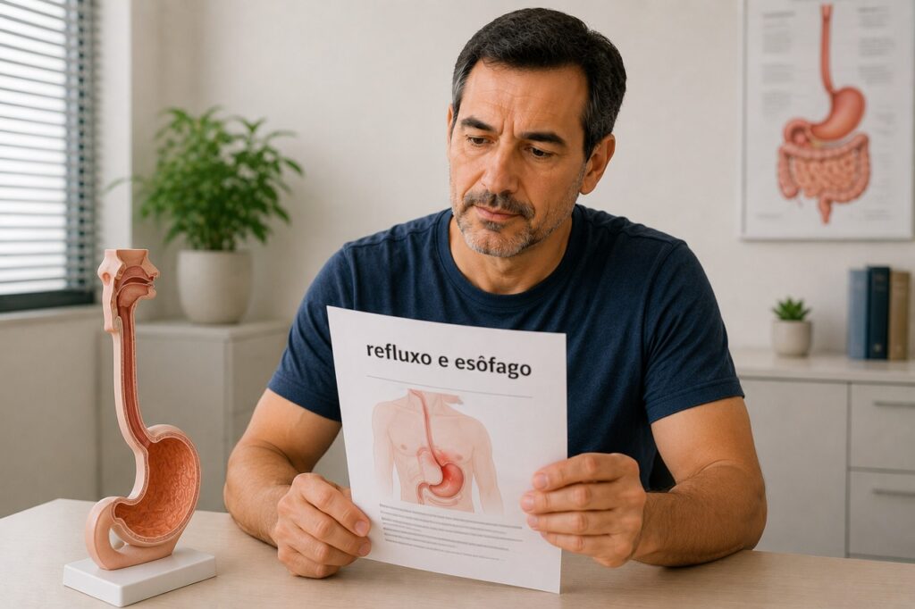 A investigação pode incluir refluxo, sensibilidade e alterações da contração do esôfago.
