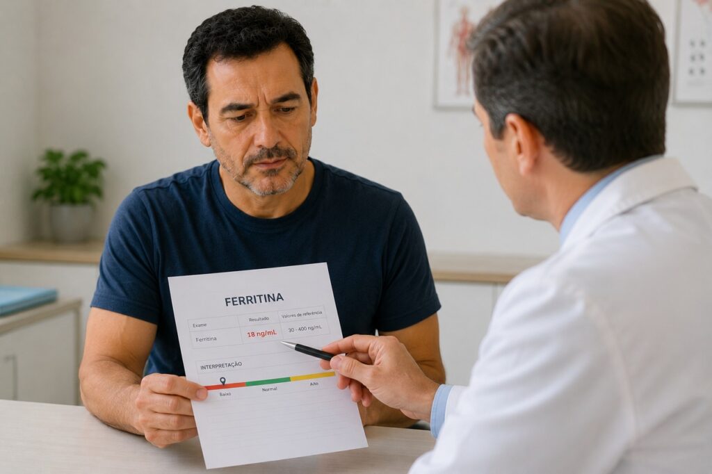 A investigação da ferritina ajuda a identificar estoques reduzidos de ferro com mais segurança.