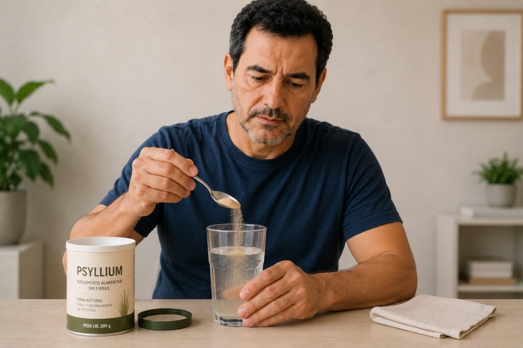 O psyllium deve ser usado com água suficiente e introduzido aos poucos.