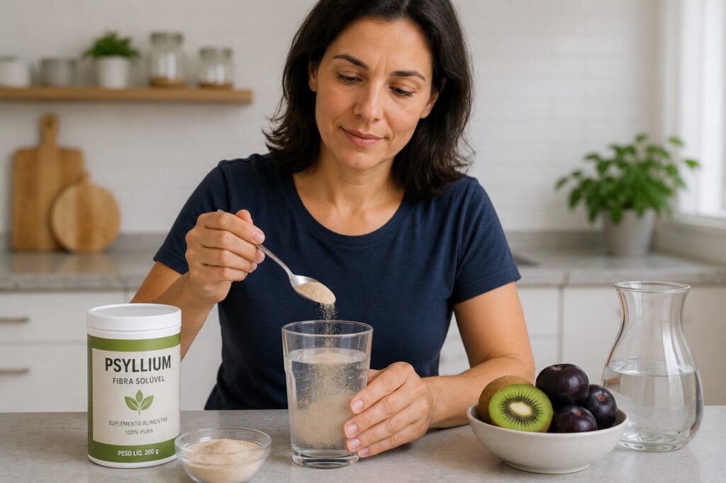 O psyllium deve ser introduzido aos poucos e sempre com líquido suficiente.