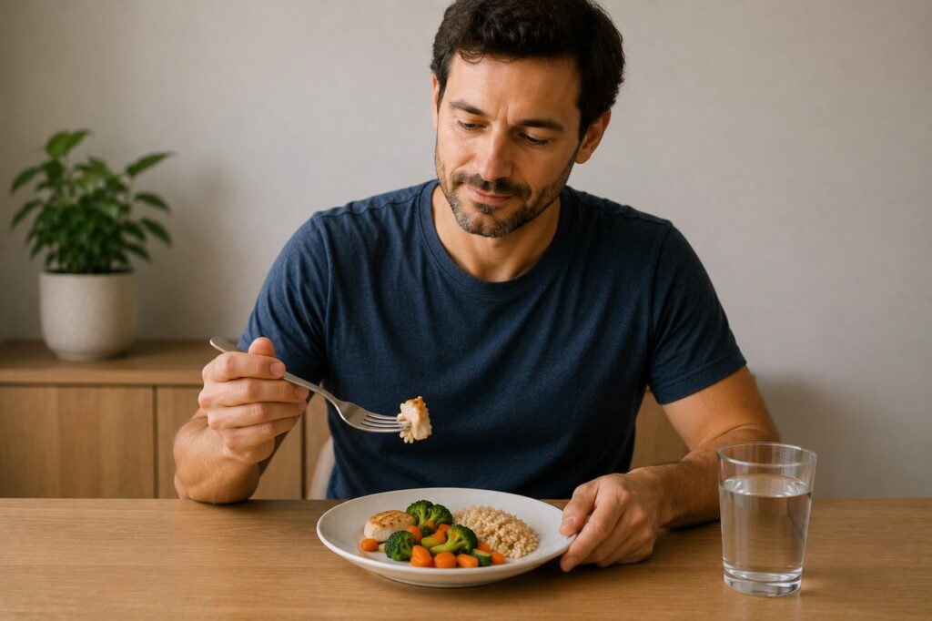 Comer devagar e reduzir bebidas com gás pode ajudar a aliviar o inchaço abdominal.