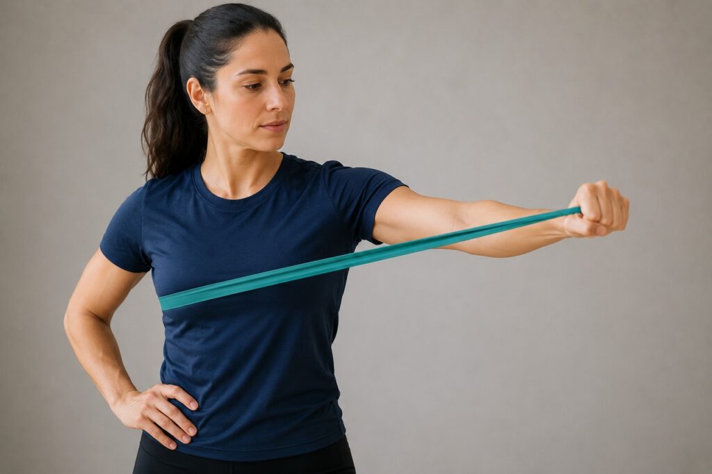 Exercícios progressivos ajudam o tendão a recuperar tolerância ao esforço com segurança.