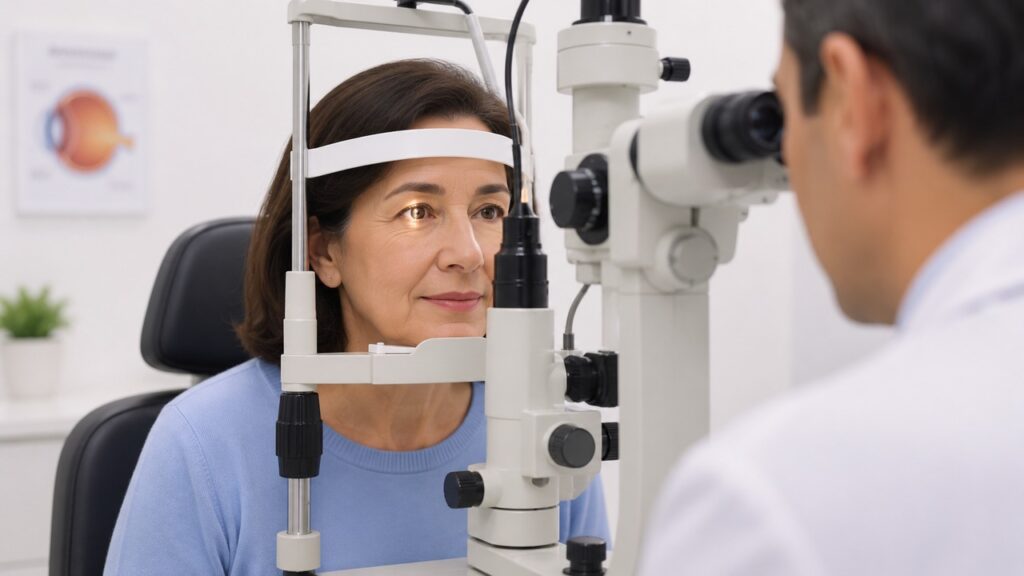 O exame oftalmológico ajuda a identificar alterações na retina antes que a visão seja comprometida.