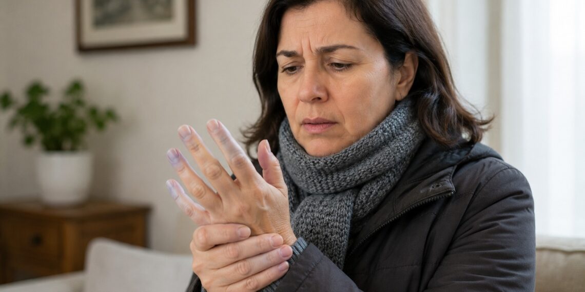 Dedos que mudam de cor no frio podem indicar Raynaud e merecem observação.