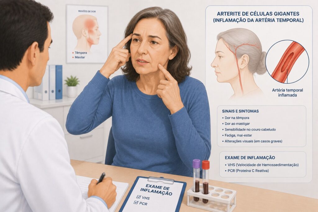 A avaliação médica rápida ajuda a investigar arterite temporal e proteger a visão.