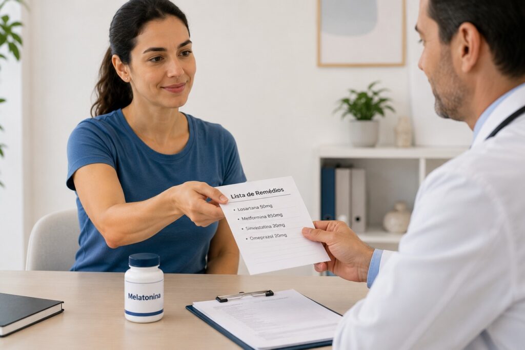 Conferir interações antes de usar melatonina ajuda a reduzir riscos com remédios contínuos.