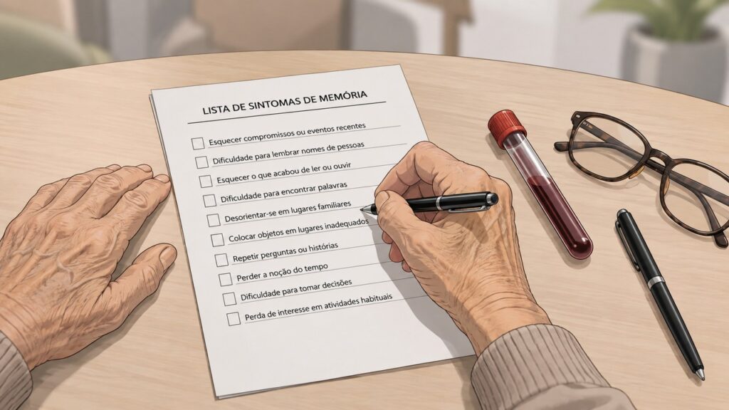 Organizar sintomas de memória ajuda o médico a interpretar exames dentro do contexto correto.