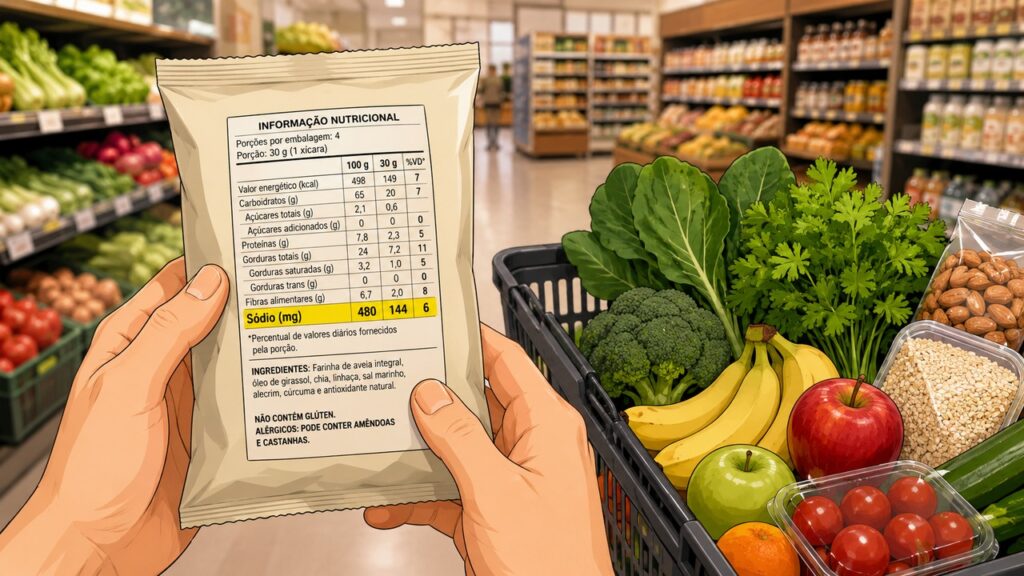 Ler rótulos ajuda a identificar o sódio escondido em produtos prontos e ultraprocessados.