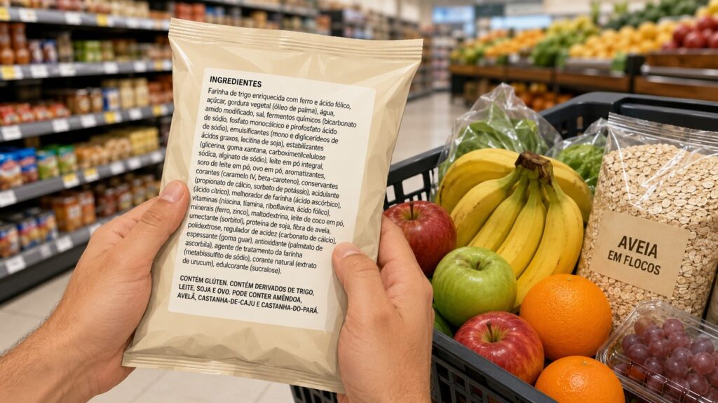 Observar a lista de ingredientes ajuda a reconhecer ultraprocessados com aparência saudável.