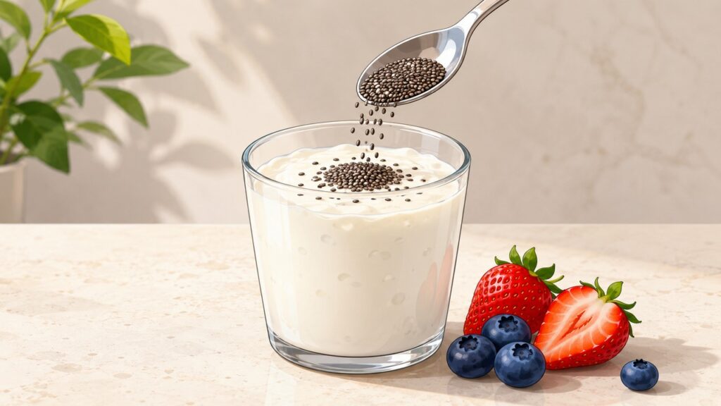 Kefir com fibras pode ser uma forma prática de apoiar o equilíbrio intestinal.