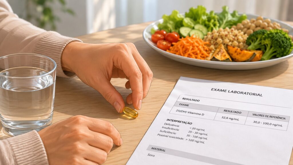 A suplementação de vitamina D deve considerar exames, sintomas e orientação profissional.