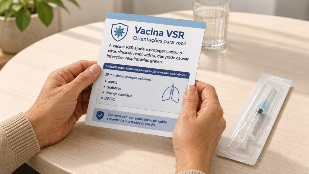 A decisão pela vacina VSR deve considerar idade, doenças crônicas e orientação profissional.