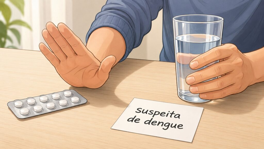 Na suspeita de dengue, hidratar e evitar remédios inadequados ajuda a reduzir riscos.