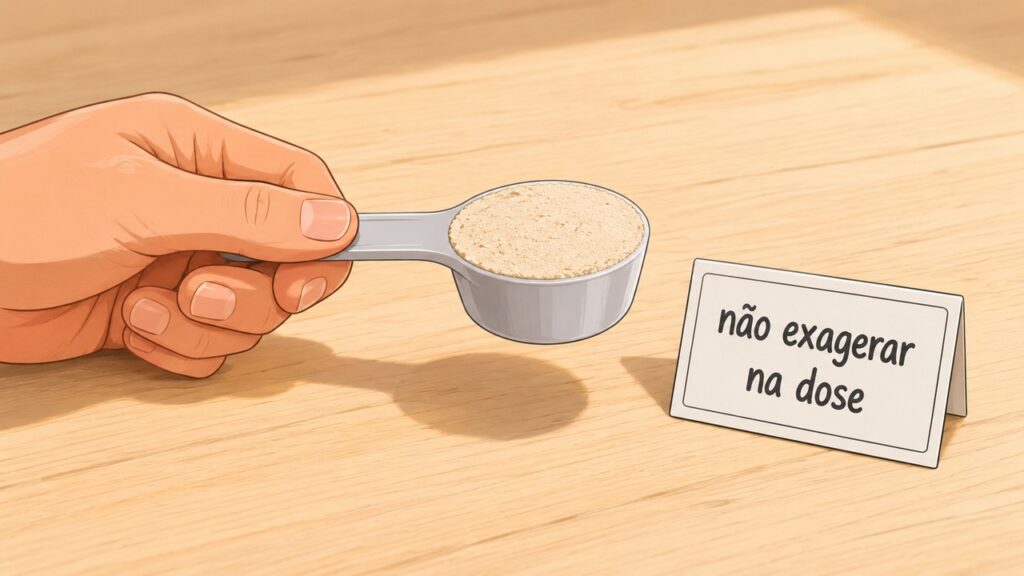Usar proteína em pó com moderação reduz riscos ligados a doses altas e consumo diário sem orientação.