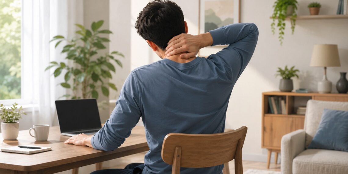 Dor no pescoço que desce para o braço pode indicar irritação ou compressão de um nervo cervical.