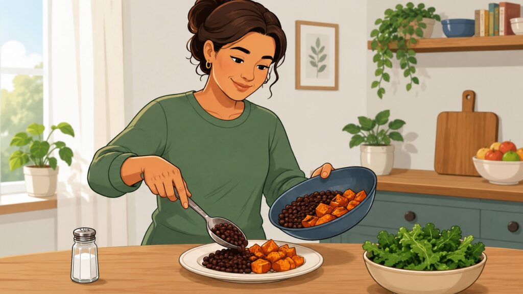Aumentar alimentos ricos em potássio pode complementar a redução do sal na rotina.