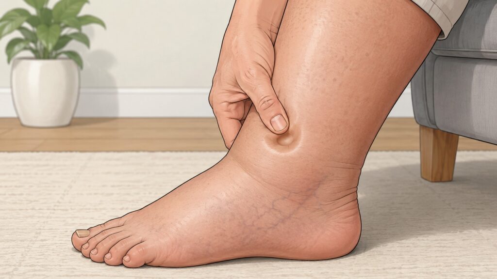 O inchaço que deixa marca ao apertar a pele pode indicar edema e deve ser observado com atenção.